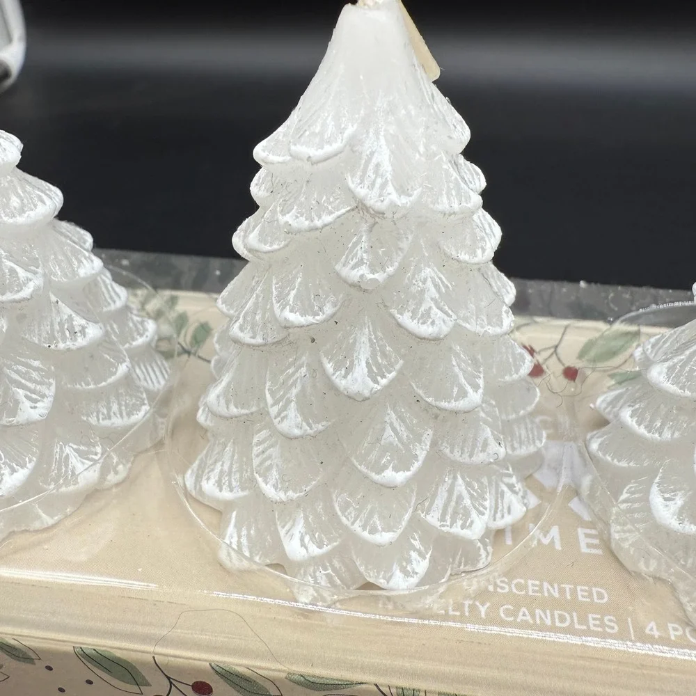 Place & Time White Tree Candles‎ New Unused Set of 8 Unscented Wax Holiday Box